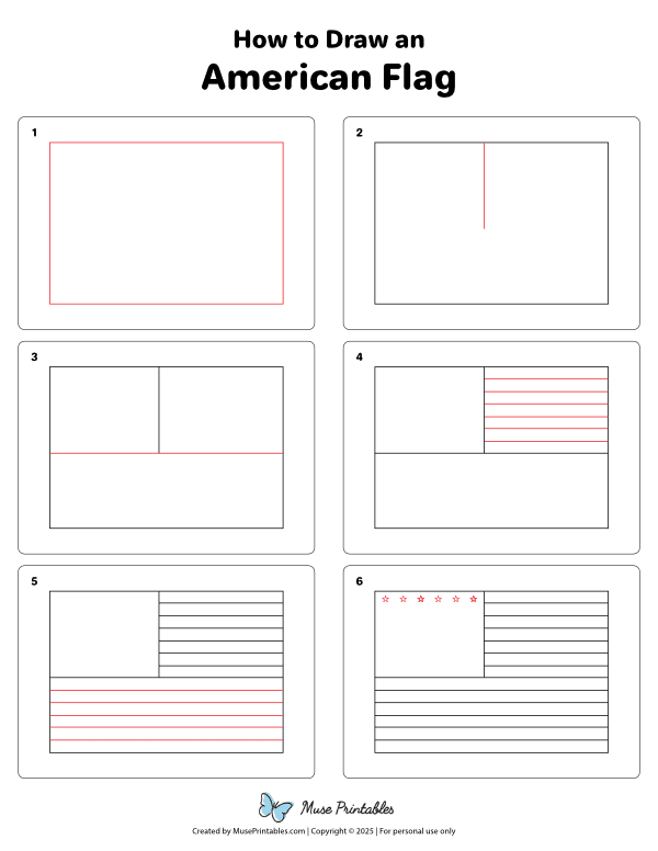 How to Draw an American Flag - Printable Tutorial