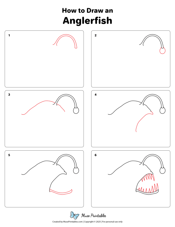 How to Draw an Anglerfish - Printable Tutorial