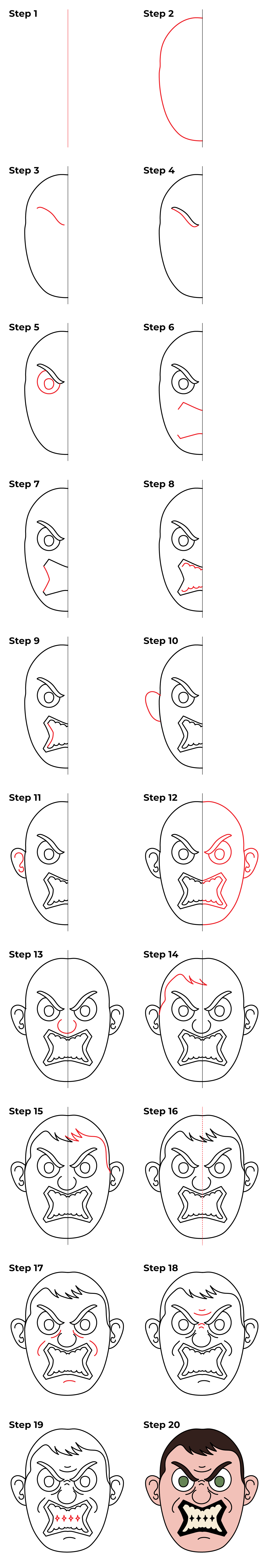 How to Draw an Angry Face - Printable Tutorial