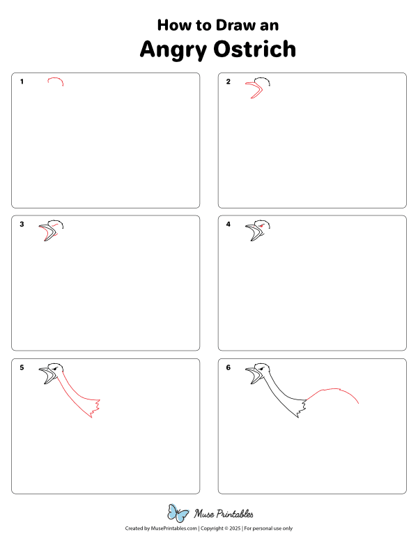 How to Draw an Angry Ostrich - Printable Tutorial