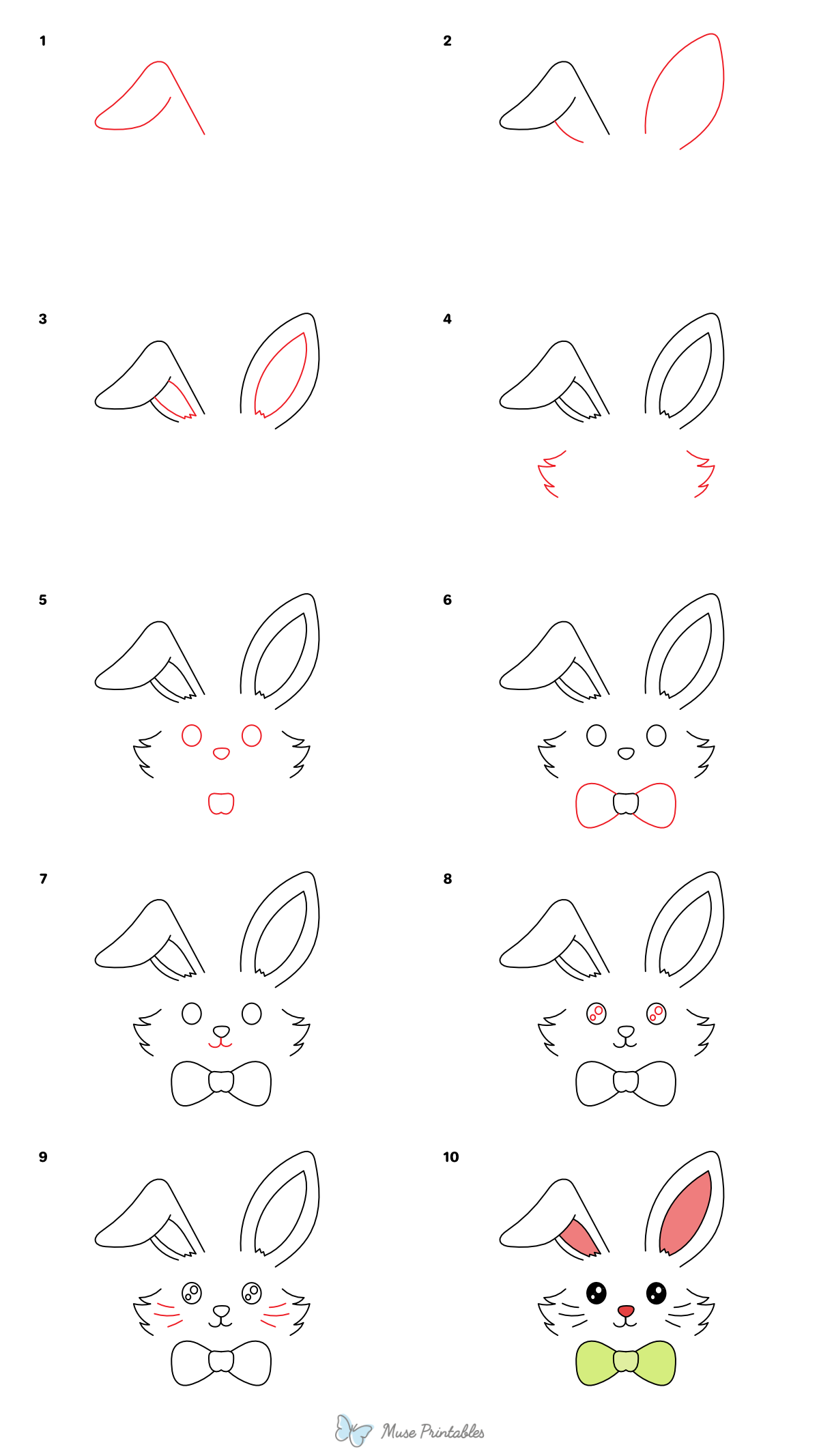 How to Draw an Easter Bunny Face - Printable Tutorial