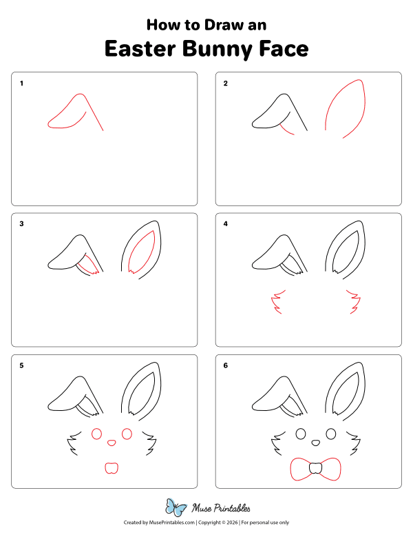 How to Draw an Easter Bunny Face - Printable Tutorial