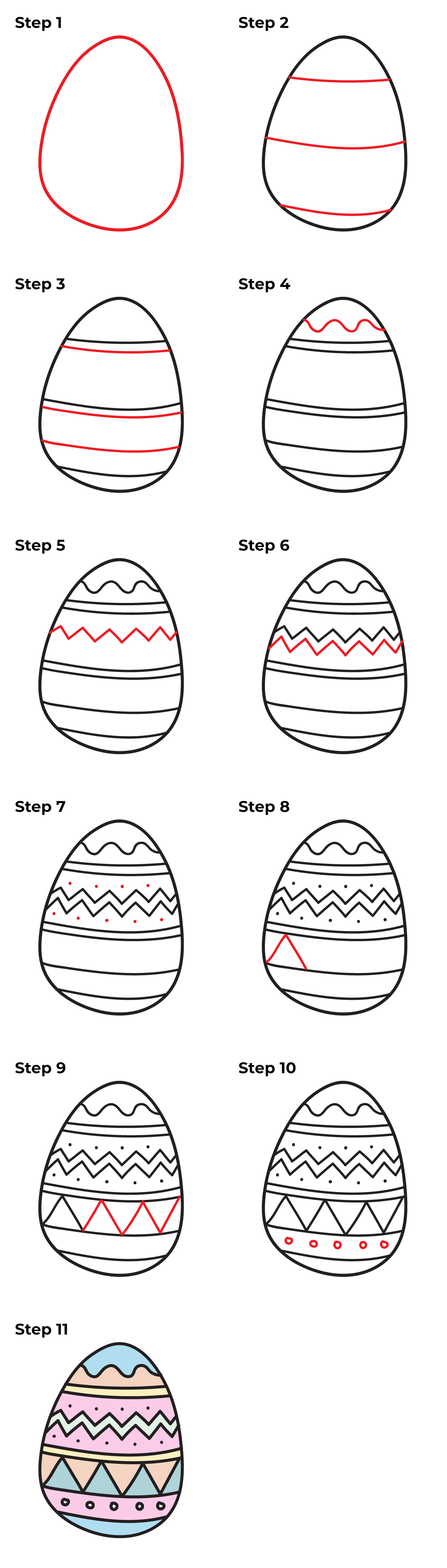How To Draw Easter Eggs, Step by Step, Drawing Guide, by Dawn - DragoArt