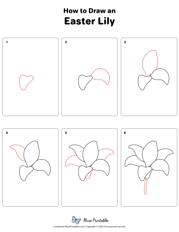 How to Draw an Easter Lily - Printable Tutorial