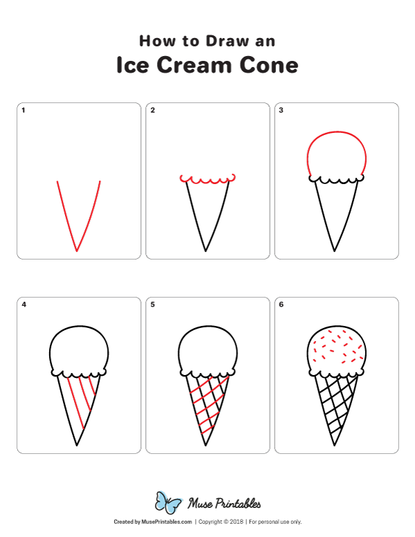 How to Draw an Ice Cream Cone - Printable Tutorial