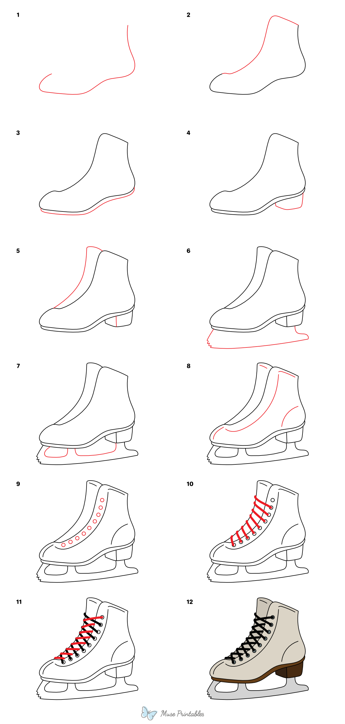 How to Draw an Ice Skate - Printable Tutorial