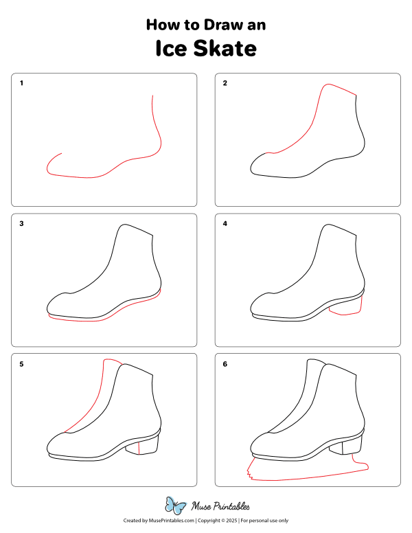 How to Draw an Ice Skate - Printable Tutorial