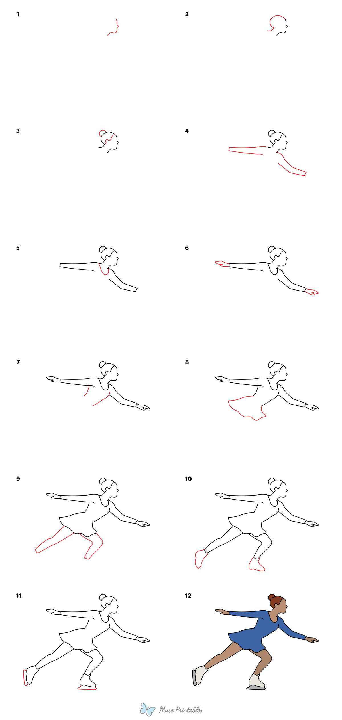 How to Draw an Ice Skater - Printable Tutorial