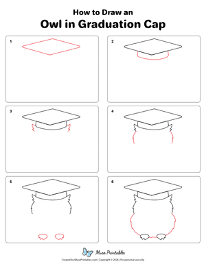 Owl in Graduation Cap Drawing Tutorial