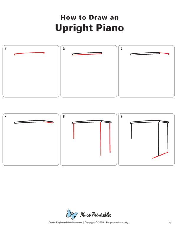 How to Draw an Upright Piano - Printable Tutorial