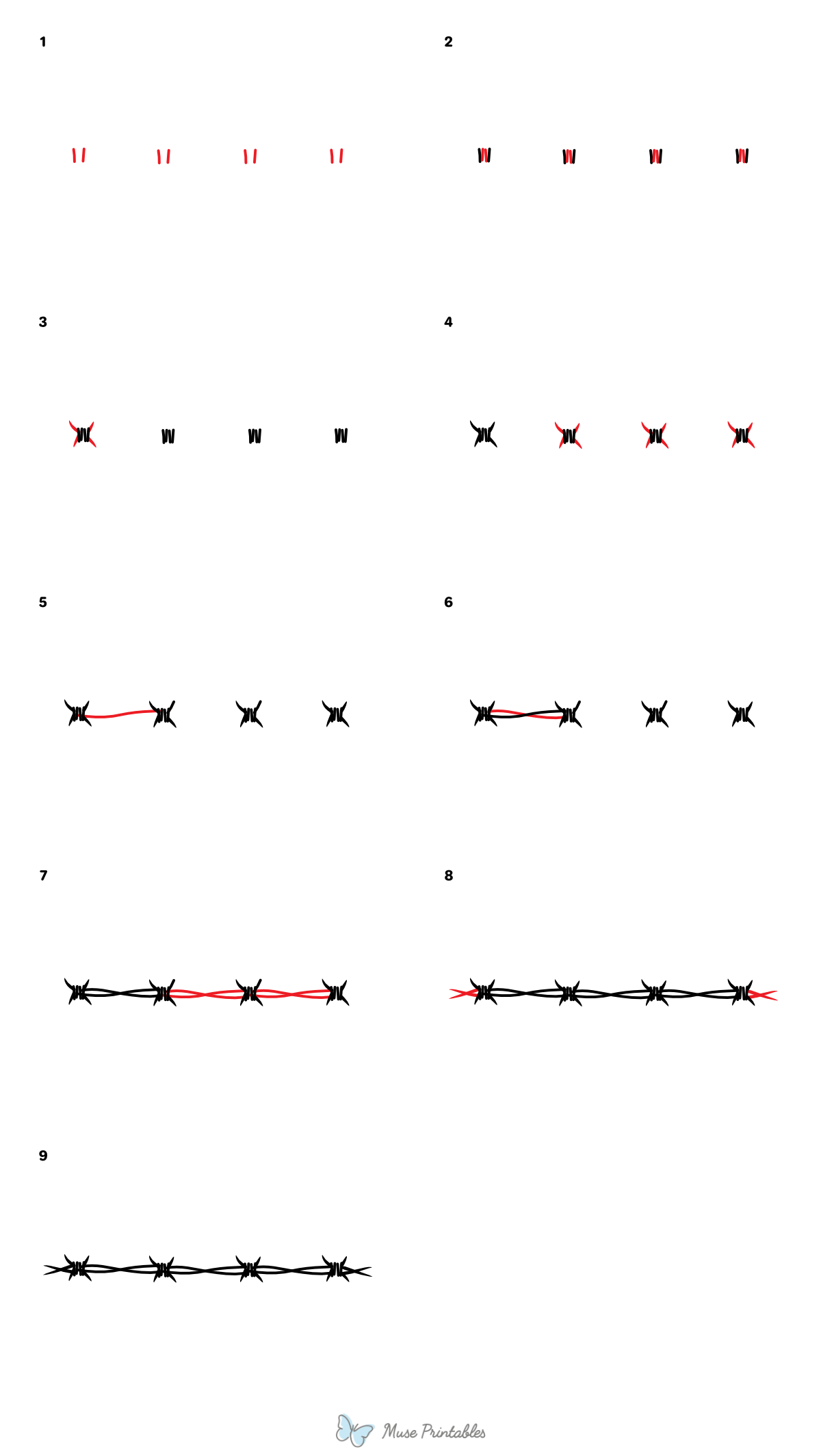 How to Draw  Barbed Wire - Printable Tutorial