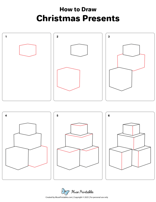 How to Draw  Christmas Presents - Printable Tutorial