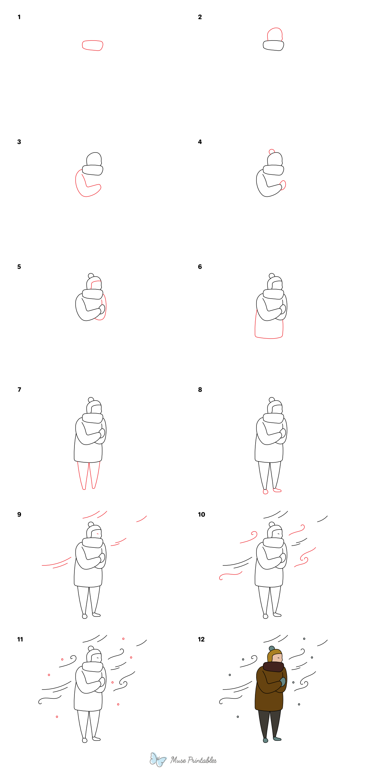 How to Draw  Cold Weather - Printable Tutorial
