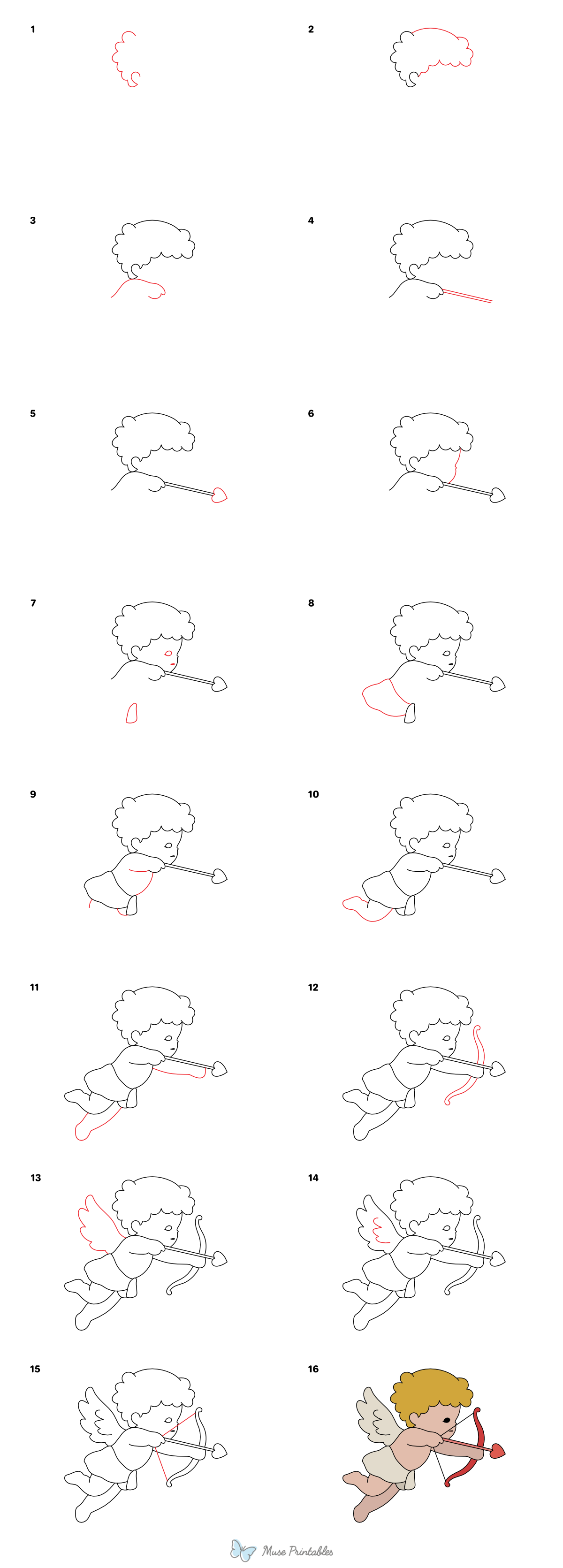 How to Draw  Cupid - Printable Tutorial