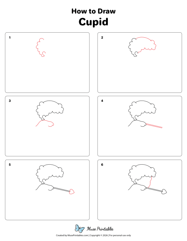 How to Draw  Cupid - Printable Tutorial
