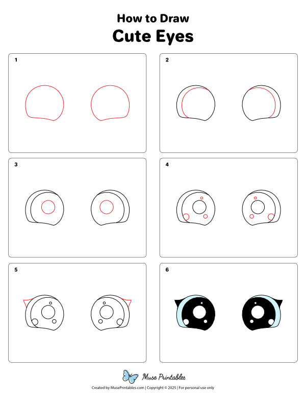 How to Draw  Cute Eyes - Printable Tutorial