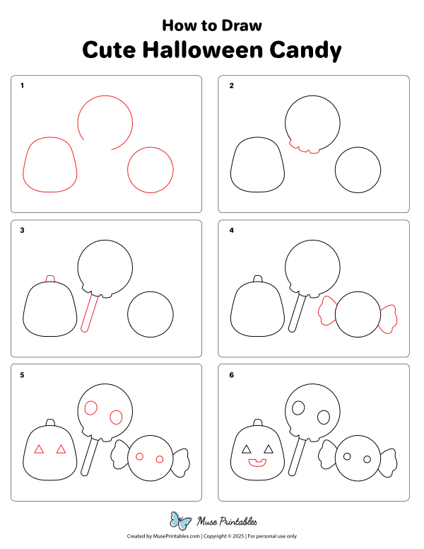 How to Draw  Cute Halloween Candy - Printable Tutorial