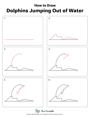 Dolphins Jumping Out of Water Drawing Tutorial