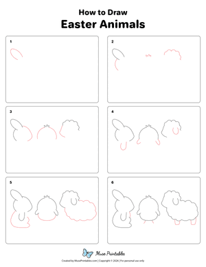Easter Animals Drawing Tutorial