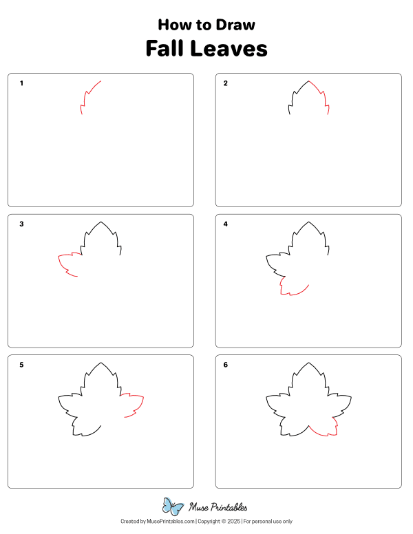 How to Draw  Fall Leaves - Printable Tutorial
