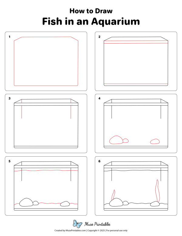 How to Draw  Fish in an Aquarium - Printable Tutorial
