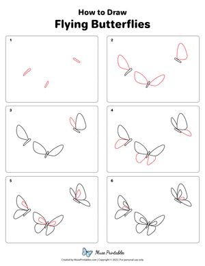 How to Draw  Flying Butterflies