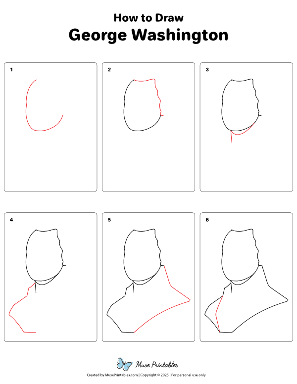 How to Draw  George Washington - Printable Tutorial