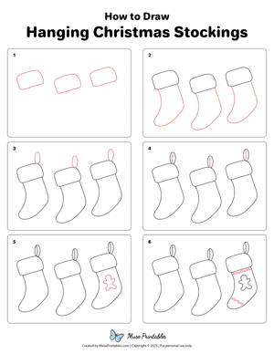 How to Draw  Hanging Christmas Stockings