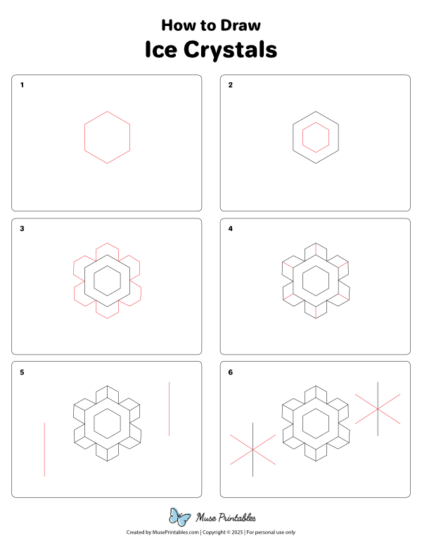 How to Draw  Ice Crystals - Printable Tutorial