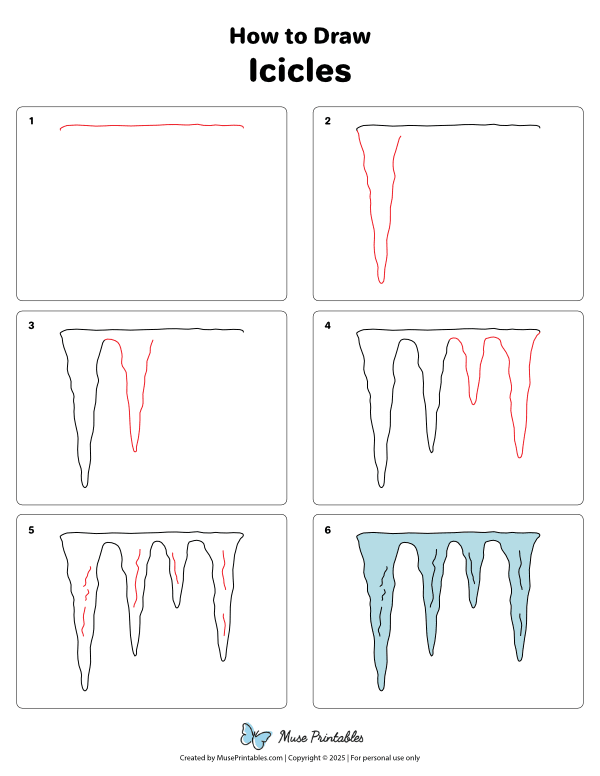 How to Draw  Icicles - Printable Tutorial