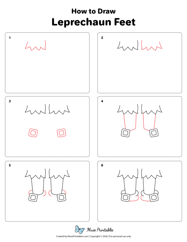 How to Draw  Leprechaun Feet - Printable Tutorial