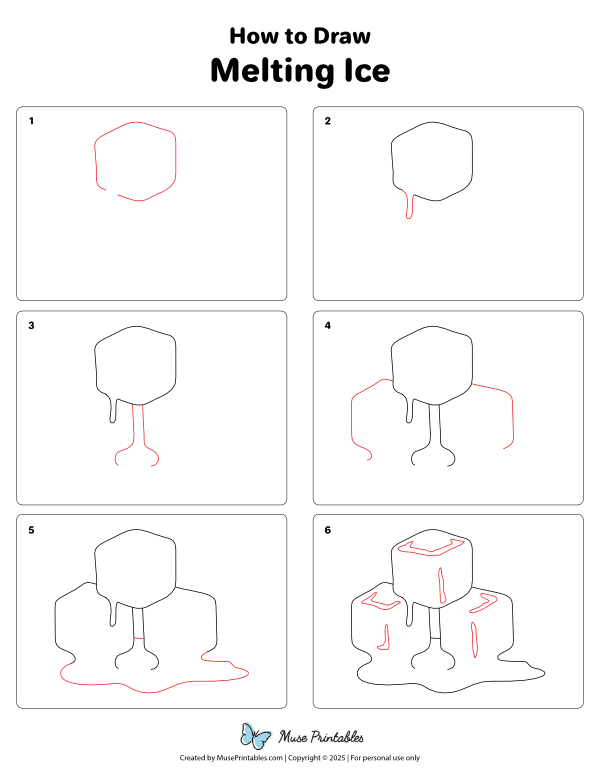 How to Draw  Melting Ice - Printable Tutorial