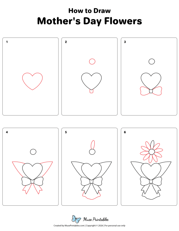 How to Draw  Mother's Day Flowers - Printable Tutorial