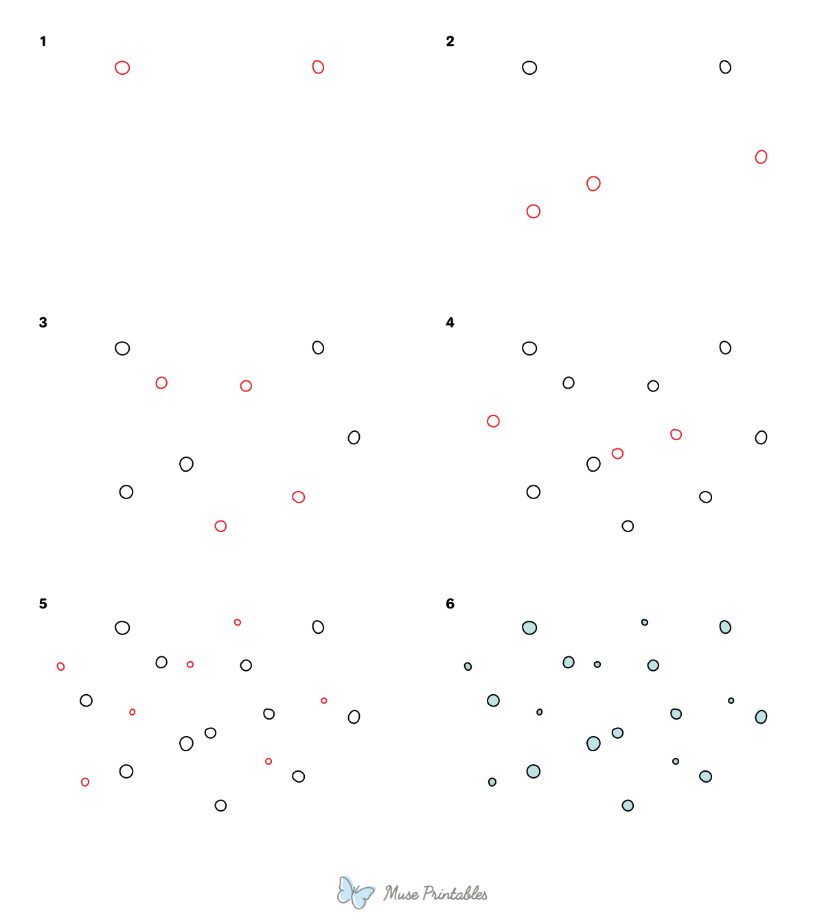 How to Draw  Snow Falling - Printable Tutorial