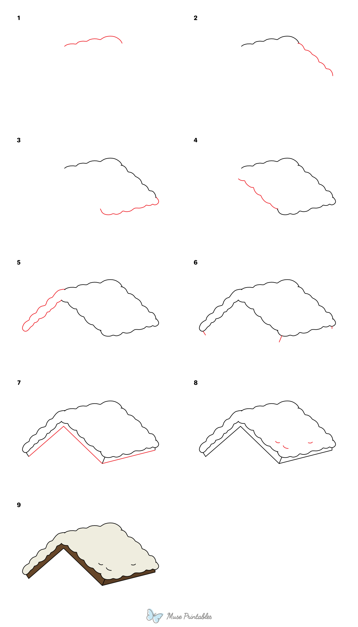 How to Draw  Snow on a Roof - Printable Tutorial
