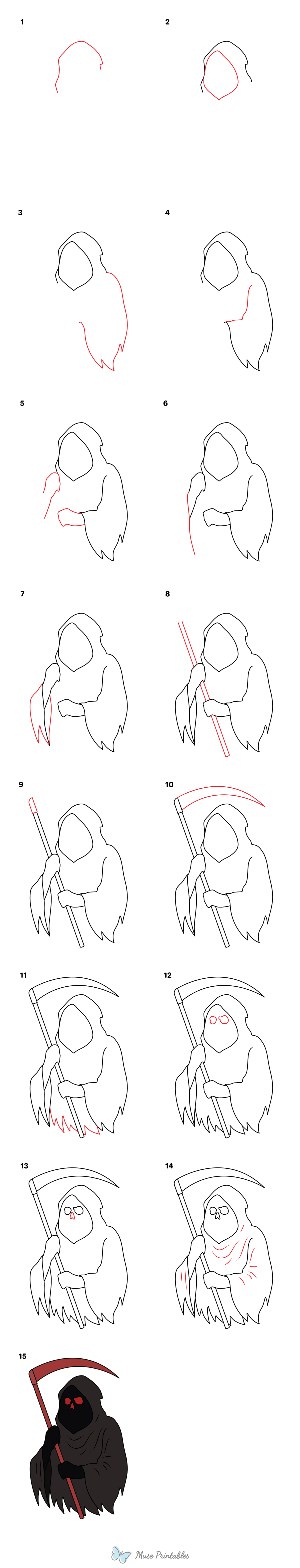 How to Draw the Grim Reaper - Printable Tutorial