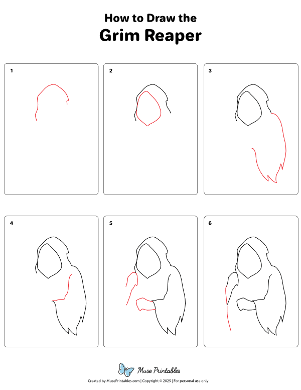 How to Draw the Grim Reaper - Printable Tutorial