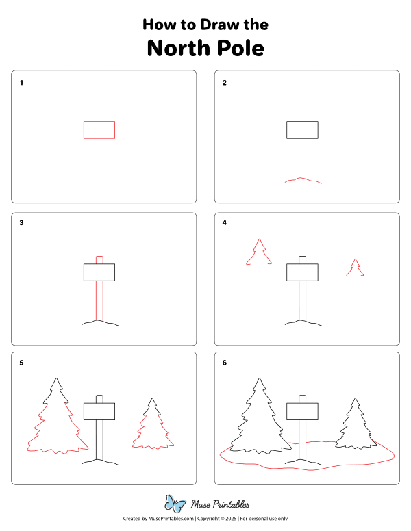 How to Draw the North Pole - Printable Tutorial