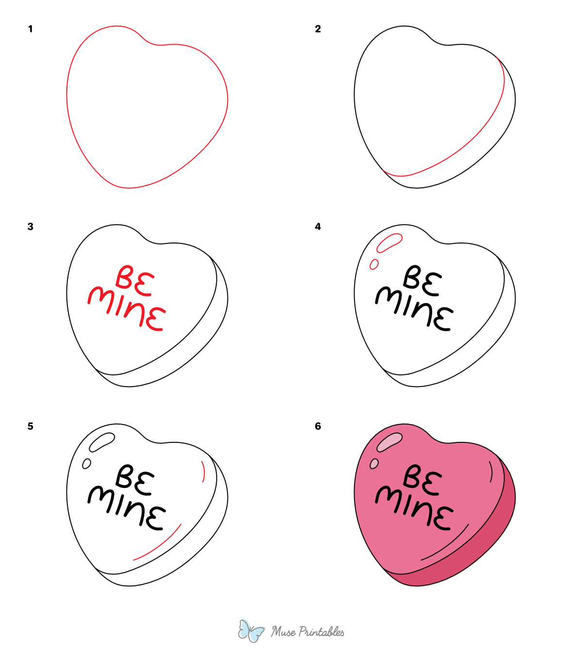 How to Draw  Valentine's Day Candy - Printable Tutorial