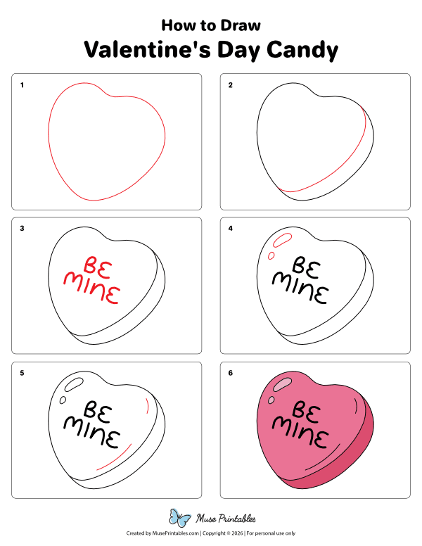 How to Draw  Valentine's Day Candy - Printable Tutorial