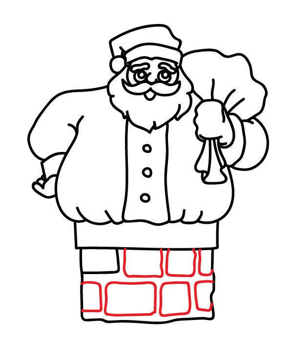 How to Draw Santa Claus in a Chimney