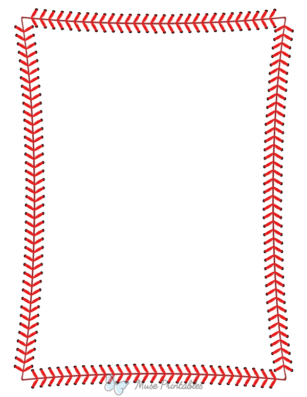 Printable Baseball Stitching Page Border