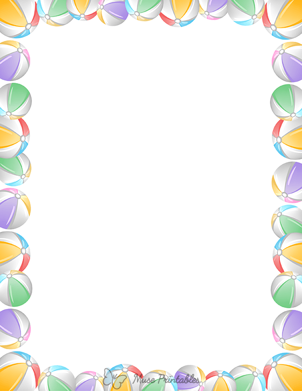 Printable Beach Ball Page Border