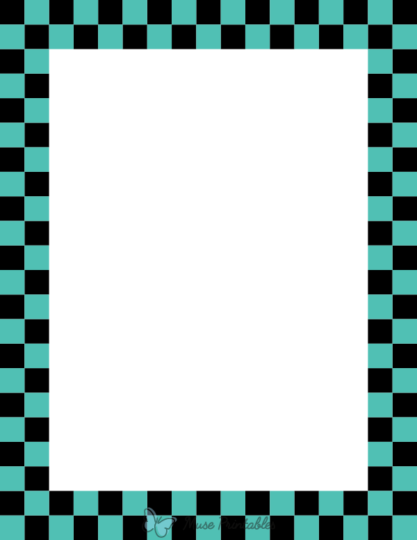 Black and Blue Green Checkered Border