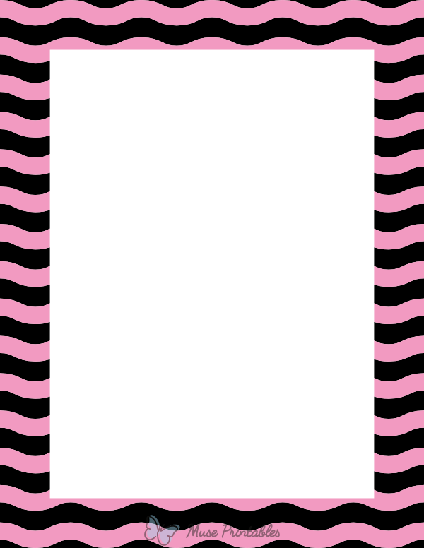 Black and Pink Wavy Stripe Border