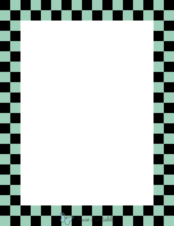 Black and Seafoam Green Checkered Border