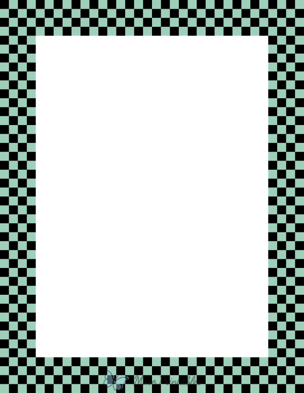 Black and Seafoam Green Mini Checkered Border