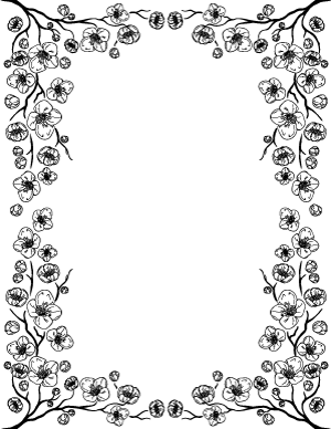 Black And White Cherry Blossom Border