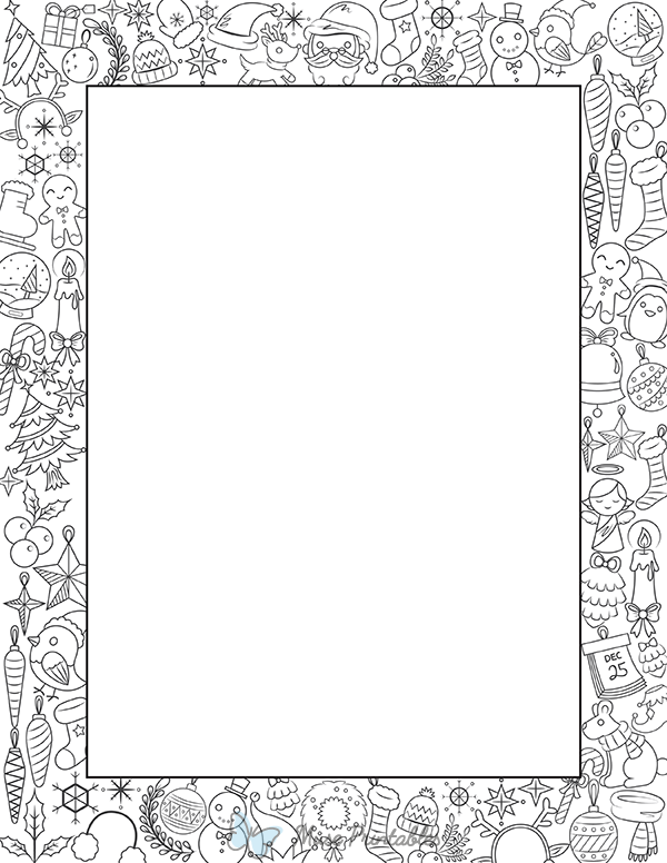 Black and White Christmas Doodle Border