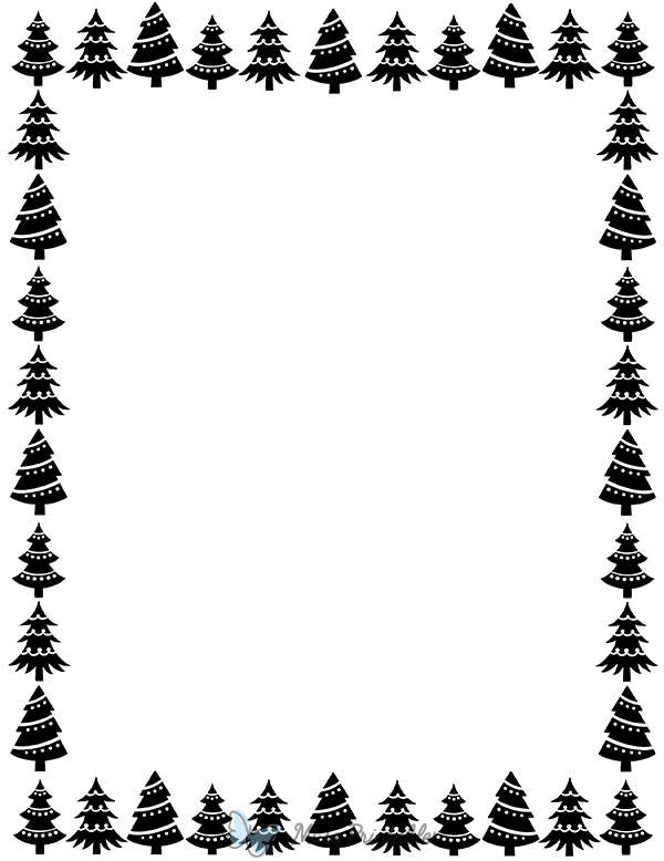 Black and White Christmas Tree Border